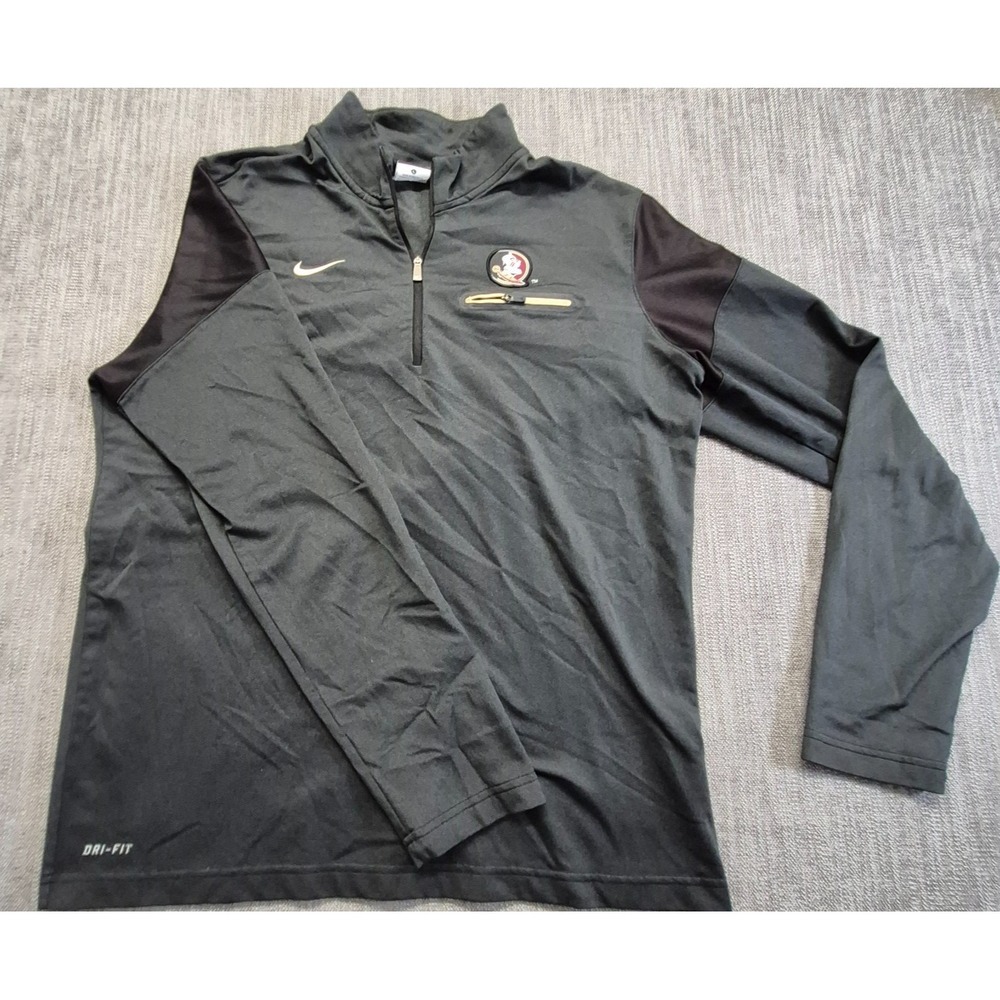 FSU Florida State Seminoles Nike Dri-Fit 1/4 Zip Gray Pullover Men's LG Football